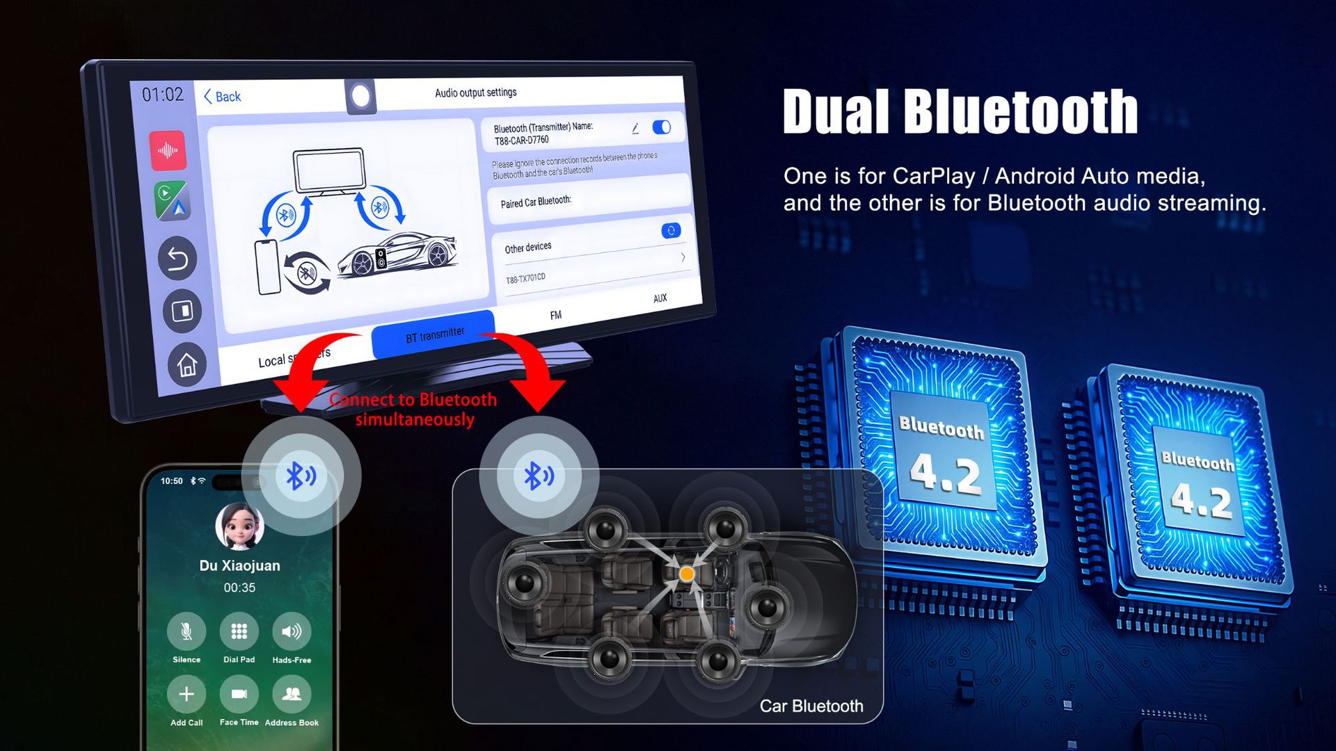 10.25inch Car-Mounted Portable Screen Navigator Wireless Carplay Car Reversing Camera High-Definition Driving Recorder