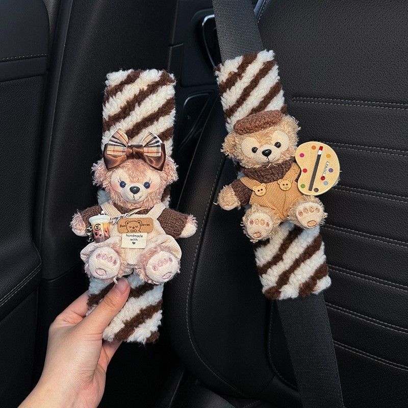 Cute Rose Car Seatbelt Shoulder Pads, Car Interior Seatbelt Decoration, Anti-Wear Clothing, Couple Set for Women