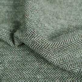 100羊毛 绿白混色小人字纹彩点羊毛呢布料西装裤子半身裙diy面料B