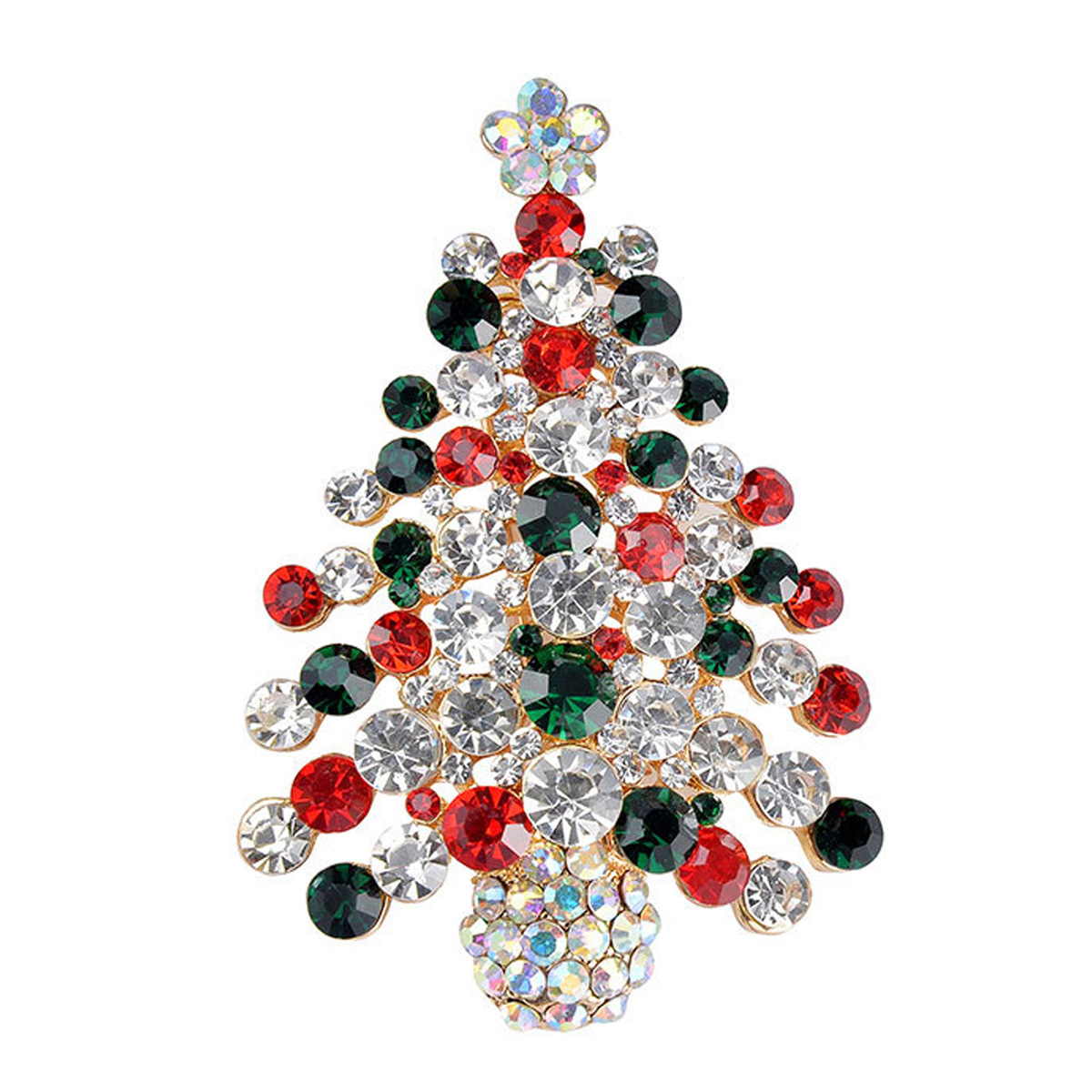 Europa y América rhinestone árbol de Navidad ramillete joyería creativa regalo broche Ventas Directas la fábrica