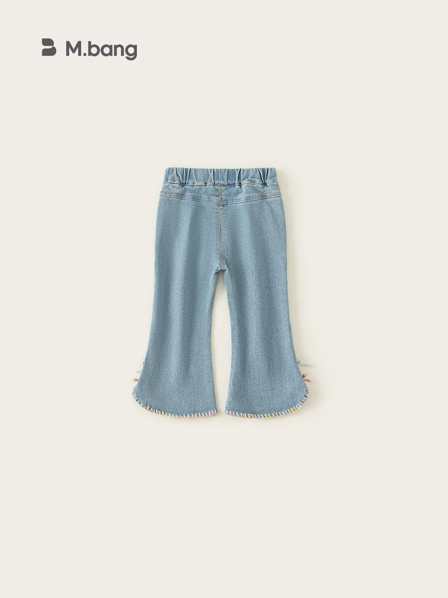 Ropa infantil Youbao, pantalones acampanados para niñas, primavera y otoño, pantalones para niñas, jeans de color claro con lazo estilo coreano para bebés. image 5