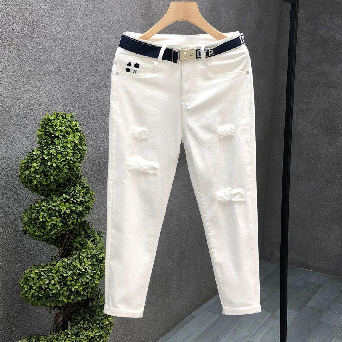 Abbigliamento maschile Jeans strappati Social Rogue per uomo, marchio alla moda, pantaloni aderenti aderenti estivi sottili e aderenti, modello Nine Point_voghion.com