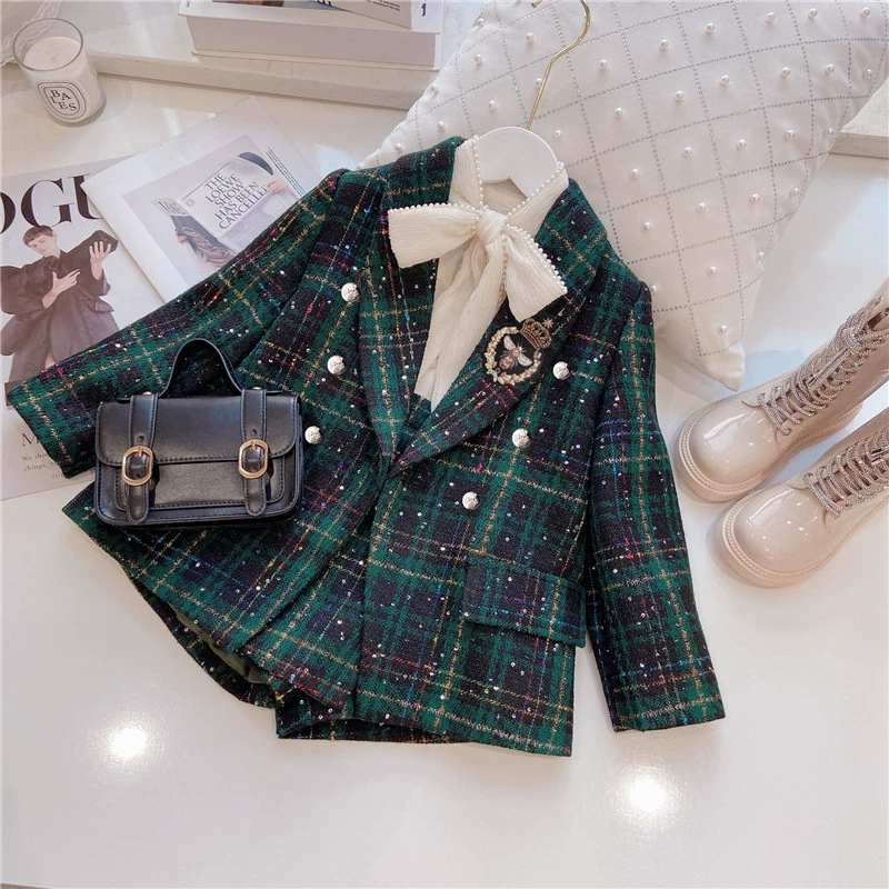 Spring set, children's jacket, Chanel style, Korean style
