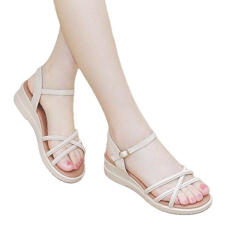 Sandalias de cuña para mujer 2025 verano nueva moda todo-fósforo suela suave de un pie zapatos de mujer con punta abierta zapatos de playa huecos para mujer
