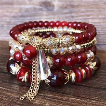 4 pieces/set Bohemian crystal tassel multi-layer elastic rop