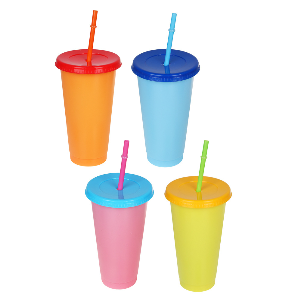 Halloween nueva taza de paja creativa bebida té frutas frío sensible a la temperatura taza de plástico PP de color
