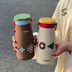 女生可爱玻璃水杯2025新款ins风高颜值茶水分离杯带吸管便携杯子
