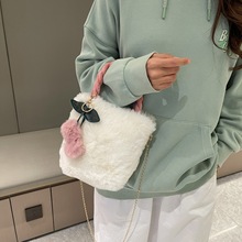 批发毛绒包包秋冬新款樱桃毛绒手提包单肩斜跨时尚百搭毛毛包包女