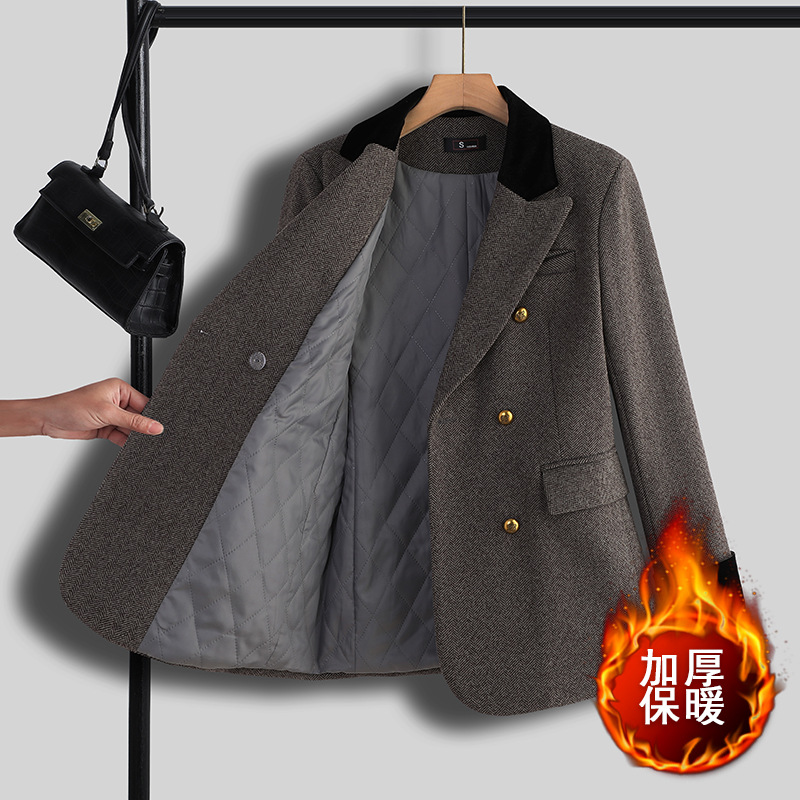 Quilted Thickened Women's Blazer 2025 New Autumn and Winter Stylish Casual Loose Top Trendy Small Suit This Year