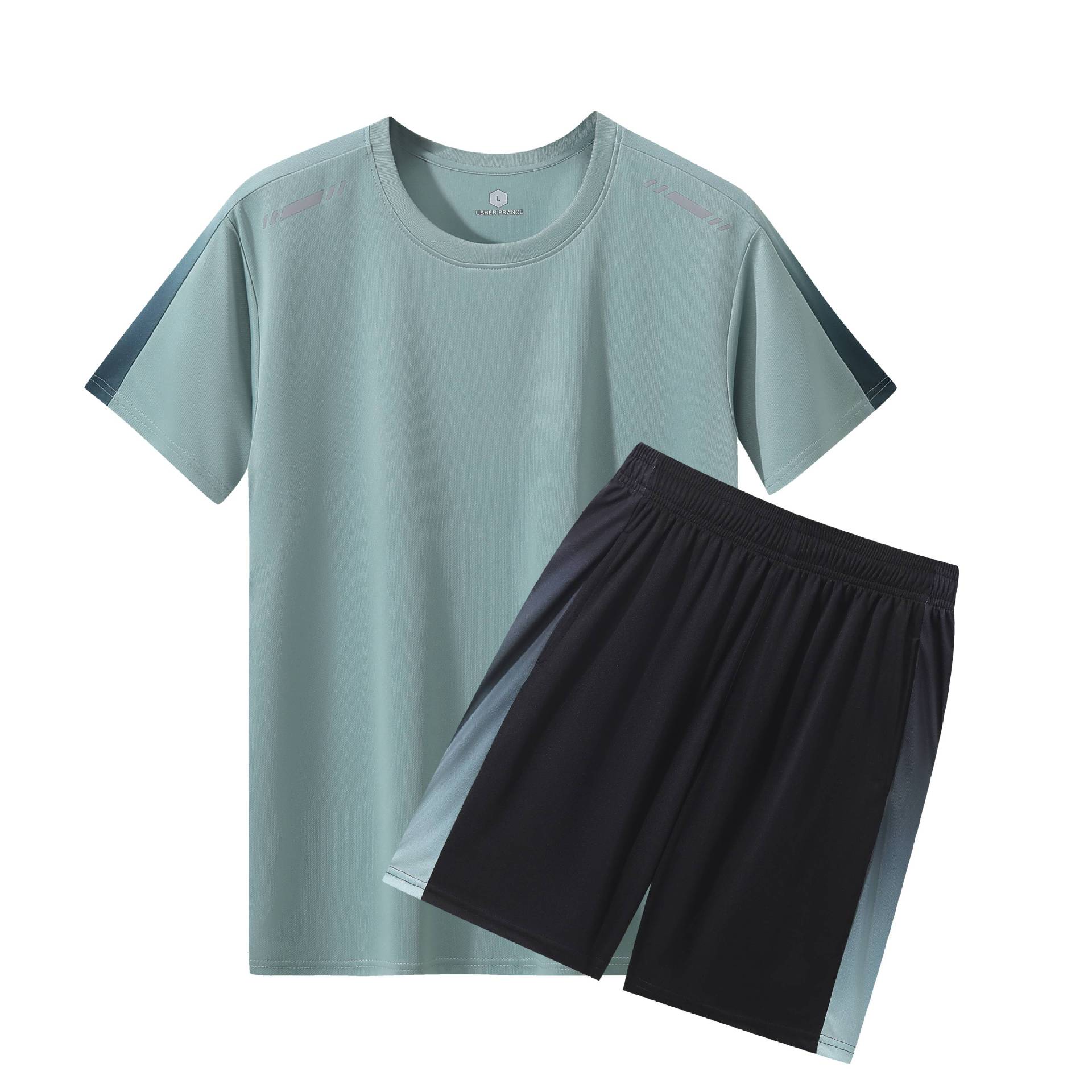 Traje deportivo Camiseta de secado rápido para hombre Camiseta de manga corta para correr ropa de fitness de verano casual de dos piezas al por mayor