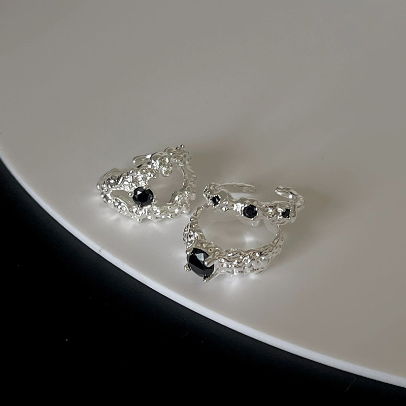 Fashion Square Copper Irregular Pleated Inlay Rhinestones Open Ring 1 Piece