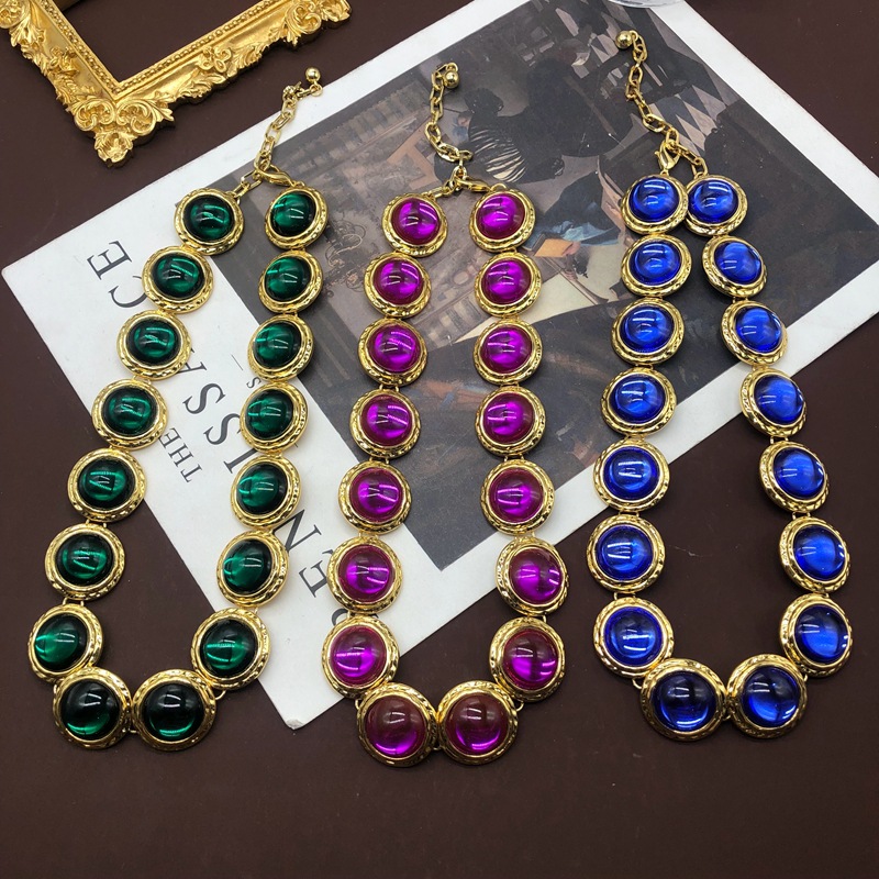 115g Weight Necklace Classification Vintage Style Solid Color Alloy Glass Plating Women's Necklace