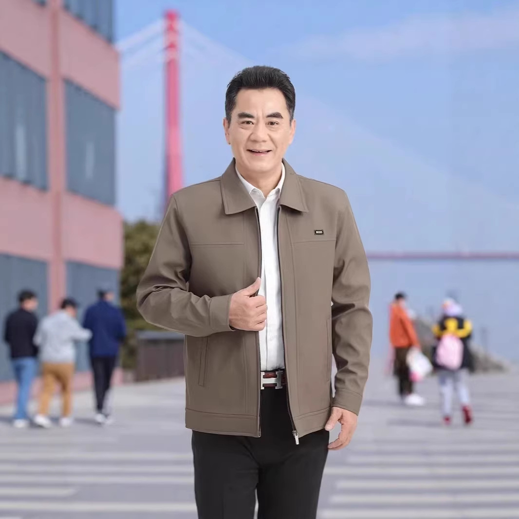 중장년 남성 봄가을 루즈핏 터틀넥 재킷 통기성 긴팔 캐주얼 아빠 외투