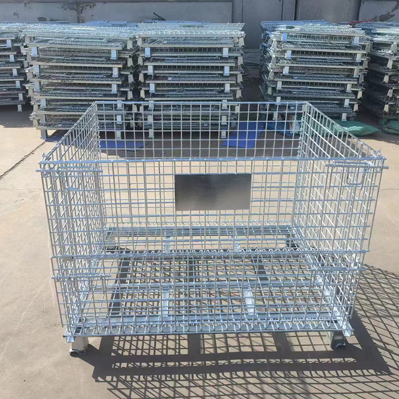 折叠仓储笼大铁框美固笼物流周转箱快递分拣筐网格铁丝镀锌移动筐