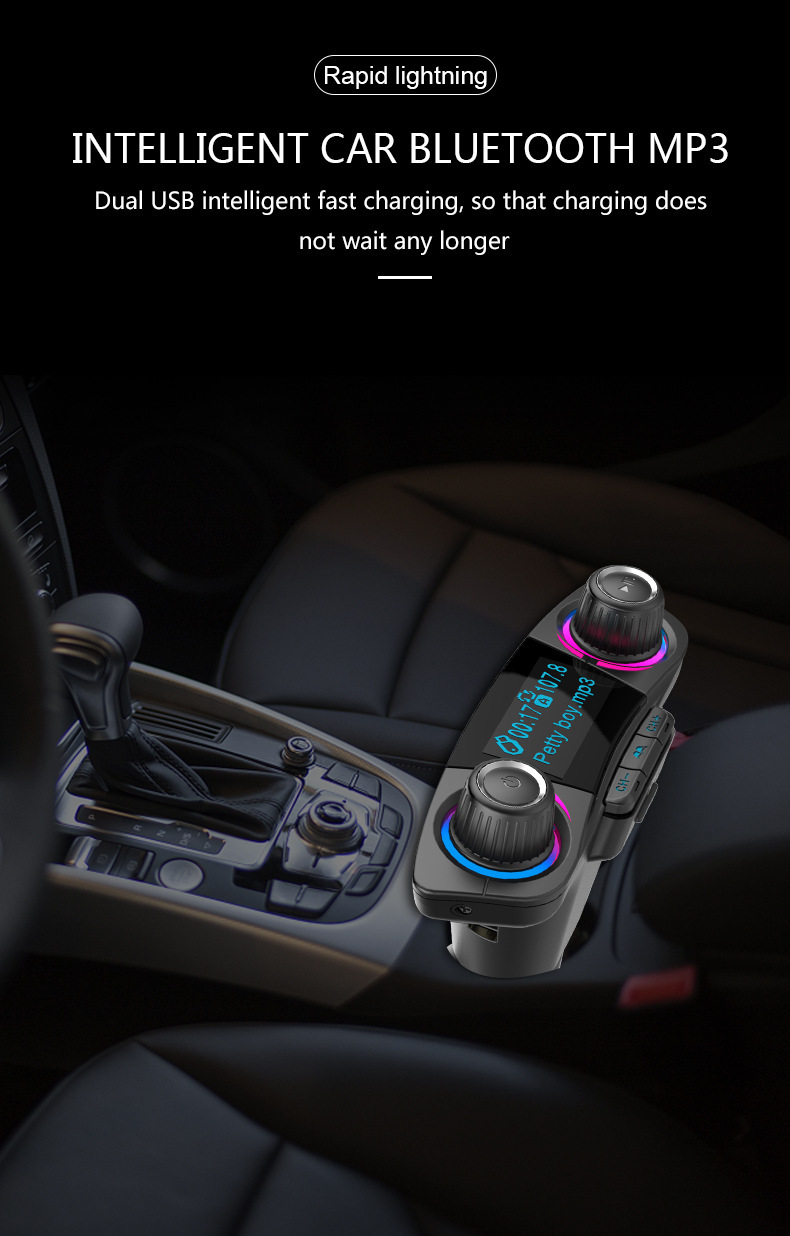 Car Mp3 Player Card Aux Bluetooth Receiver Multi-Function Car U Disk Music Player Hands-Free Call