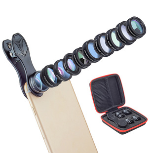 Mobile phone wide-angle lens CPL Starlight mirror fisheye macro telephoto filter six-division mirror polarizer ten-in-one suit