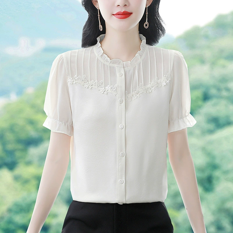 Summer colored fashionable shirt, high collar, fitted, western style