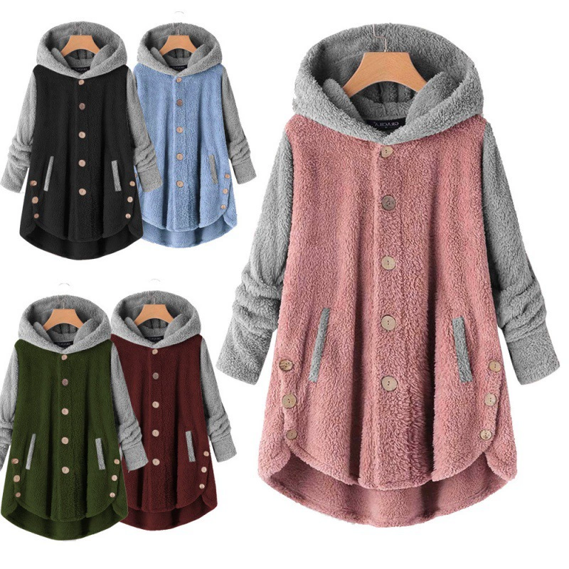 Amazon ebay2023 осенне-зимняя модная женская плюшевая куртка на пуговицах в европейском и американском стиле, необычное модное пальто в тон