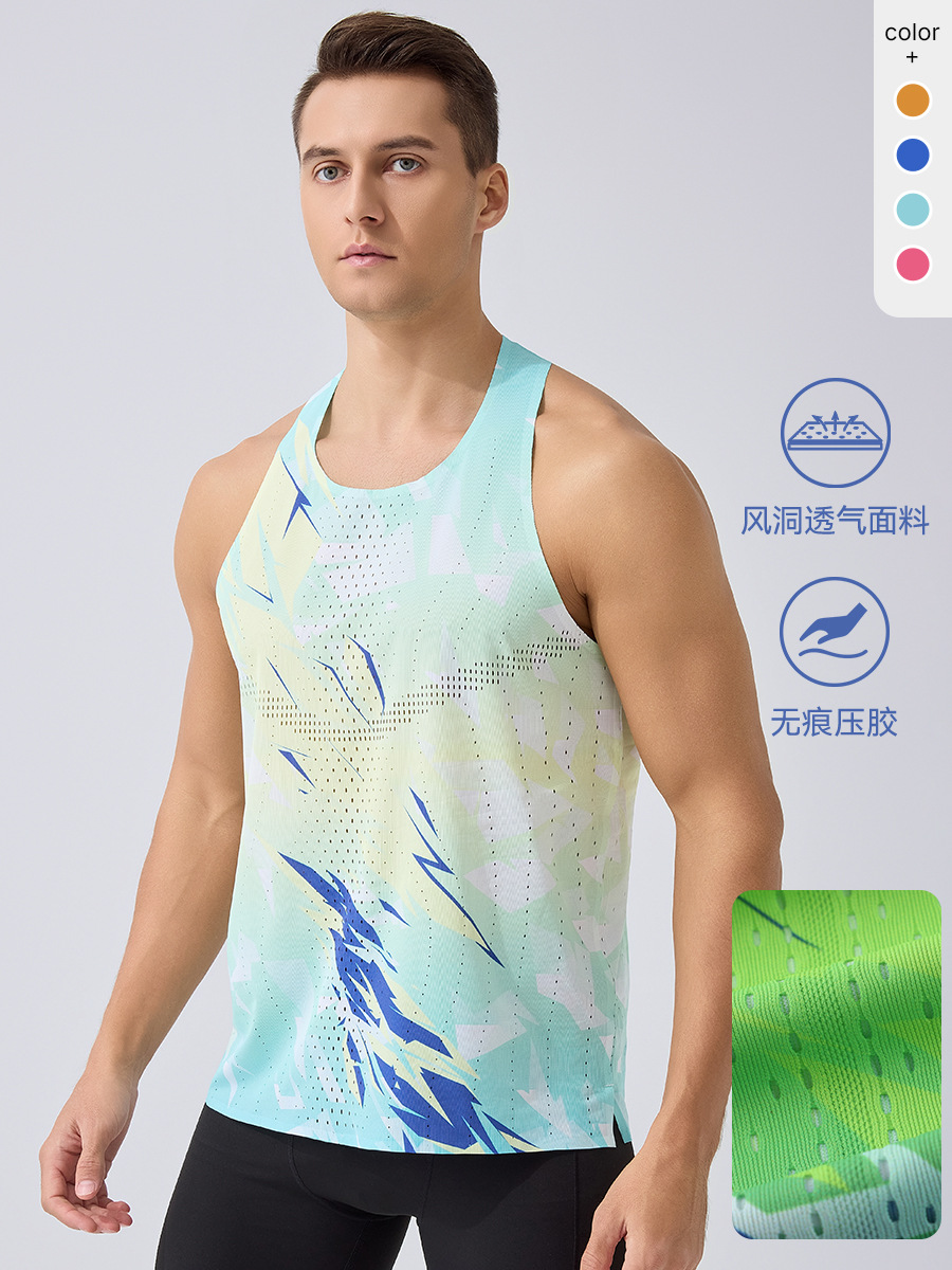 Cross-Border 26-Year New Model Sports Vest for Men, Outdoor Running Training Sleeveless T-Shirt, Marathon Track and Field Quick-Dry Vest