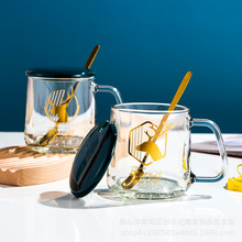 簡約玻璃杯個性潮流禮物小禮品送員工實用玻璃杯情侶馬克杯禮盒裝