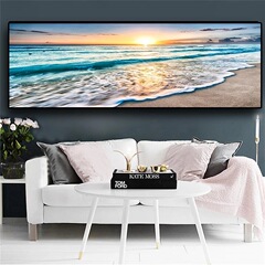 Single Piece Natural Golden Beach Sunset Home Hotel Inn Restaurant Simple Decorative Painting Background Wall Bedside Hanging Picture