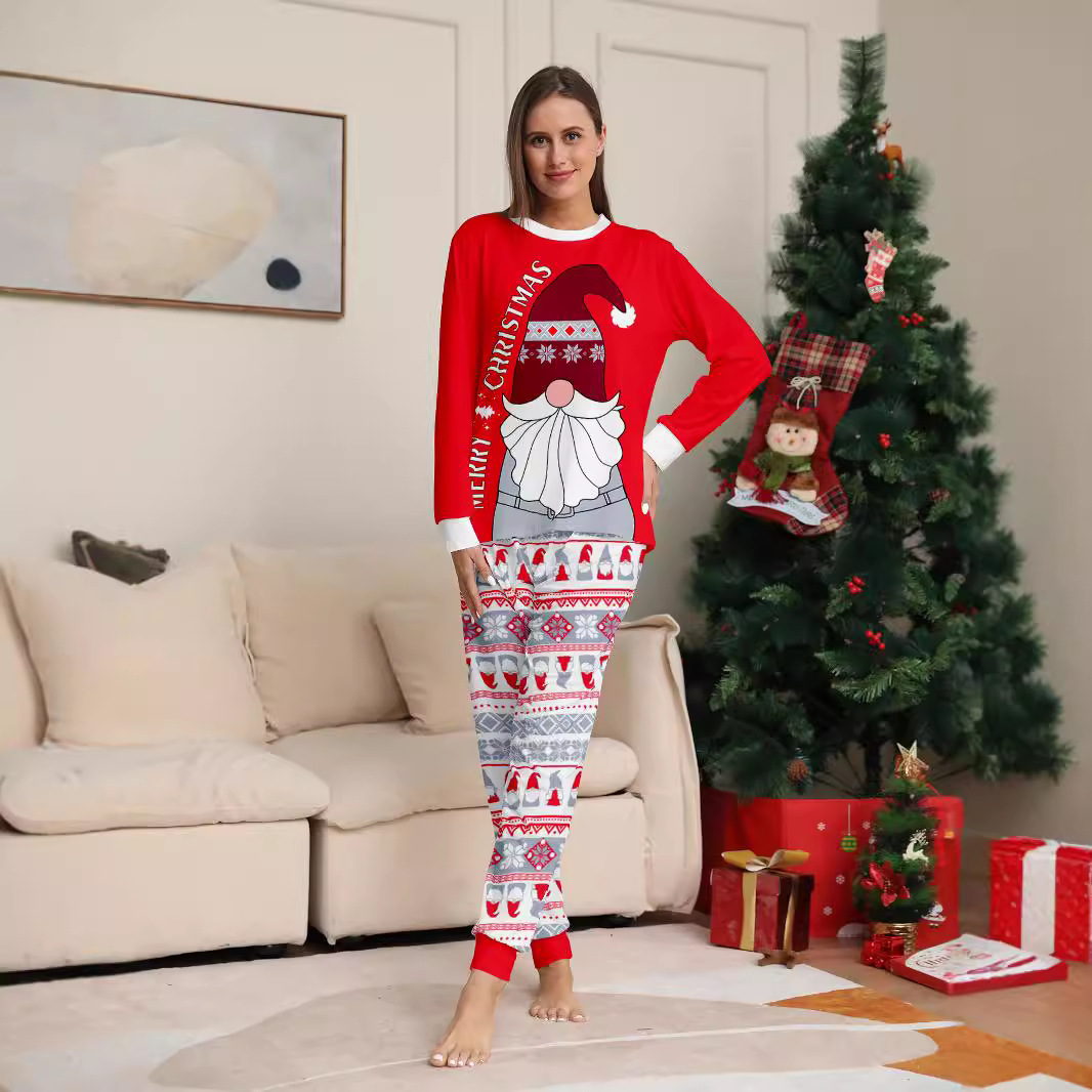 Božićne pidžame s printom Djeda Mraza i pahuljica, obiteljsko odijelo_voghion.com