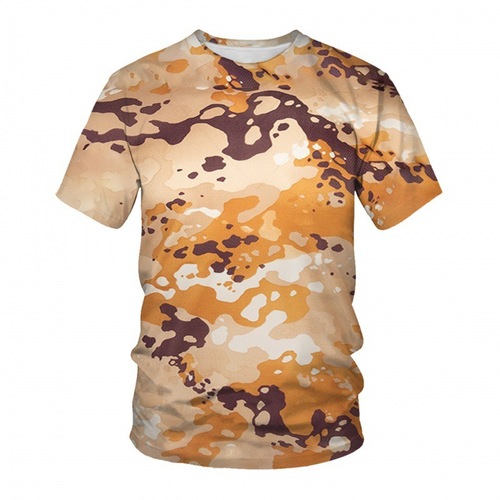 Men's 3D Digital Printing Camouflage Crew Neck Short Sleeve T-Shirt for Summer