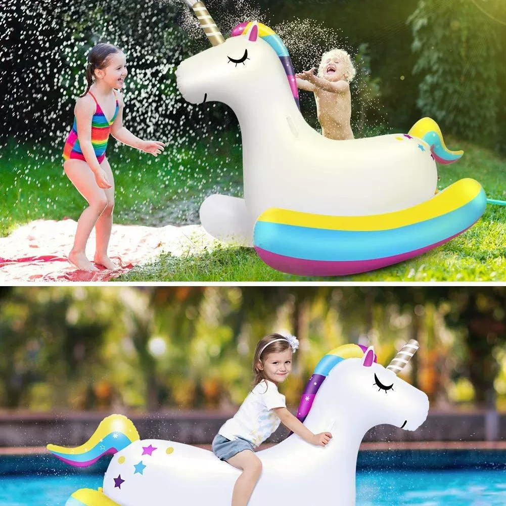 Производители поставляют надувной спрей воды Единорог газон спрей игрушка водный Единорог Лошадь спрей динозавр