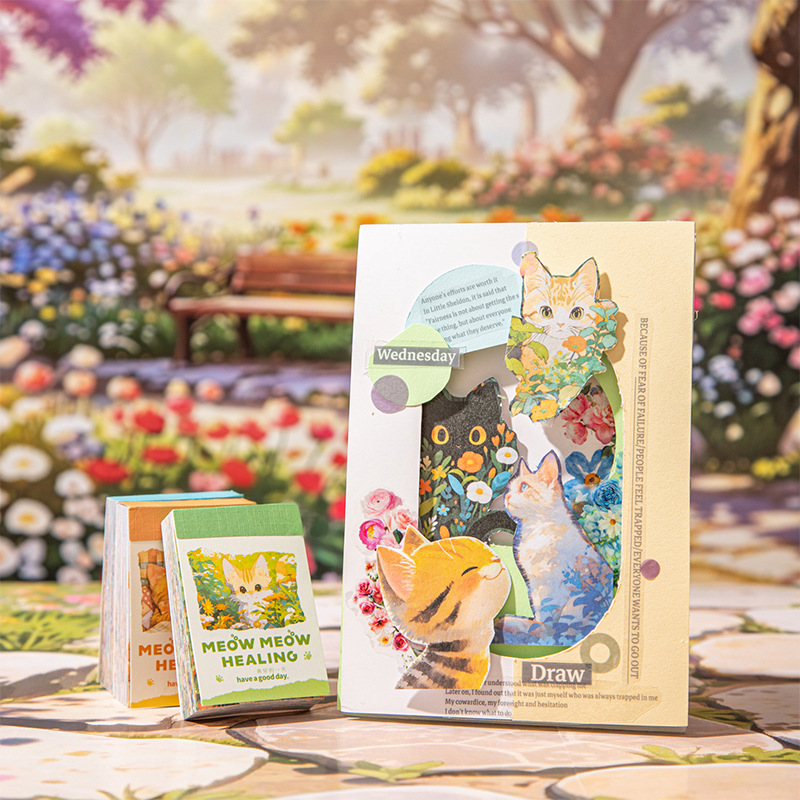 Hermoso día lindo pegatinas para mascotas Douben Meow Meow Healing Club Series Dibujos animados Material de cuenta manual Collage decorativo