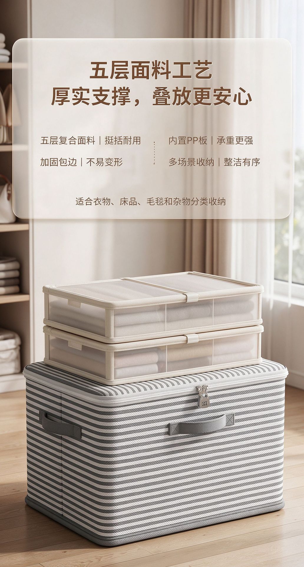 Lockable Storage Box Drawer Wardrobe Clothing Quilt Toy Organizer Foldable Password Storage Container