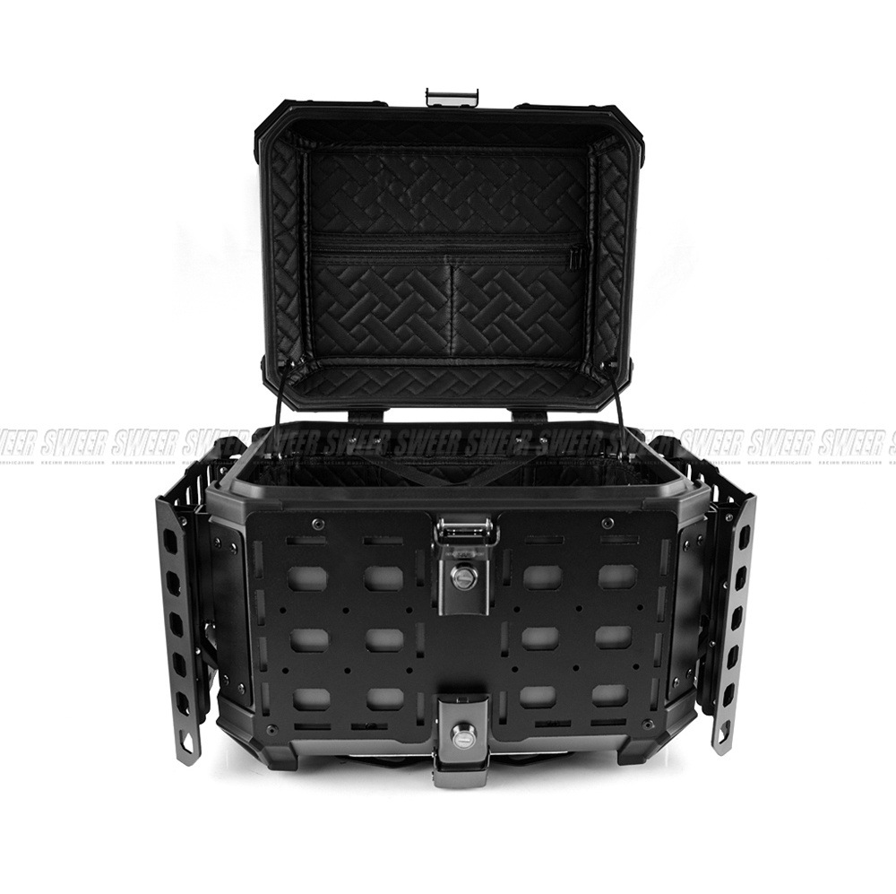45L Motorcycle Aluminum Alloy Tail Box Foldableing Armor New Aluminum Alloy Quick Release Waterproof and Anti-Collision Trunk