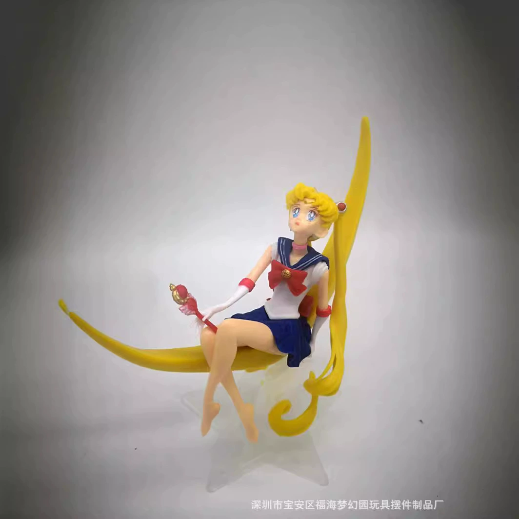 Красивая девушка украшение торта большой Сейлор Луна Сидящая осанка Лунный свет Красивая девушка воин украшение торта флаг-вставка ручной офис