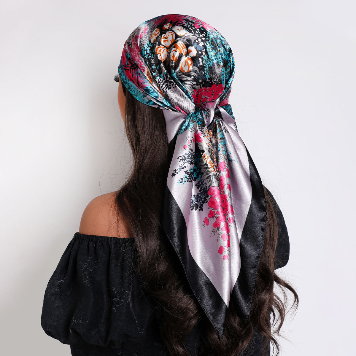 Blommig silkeshalsduk för damer mångsidig sommar-hijab_voghion.com