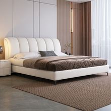 意式极简真皮床主卧现代简约1.5米小户型婚床黑色泡关软包储物床