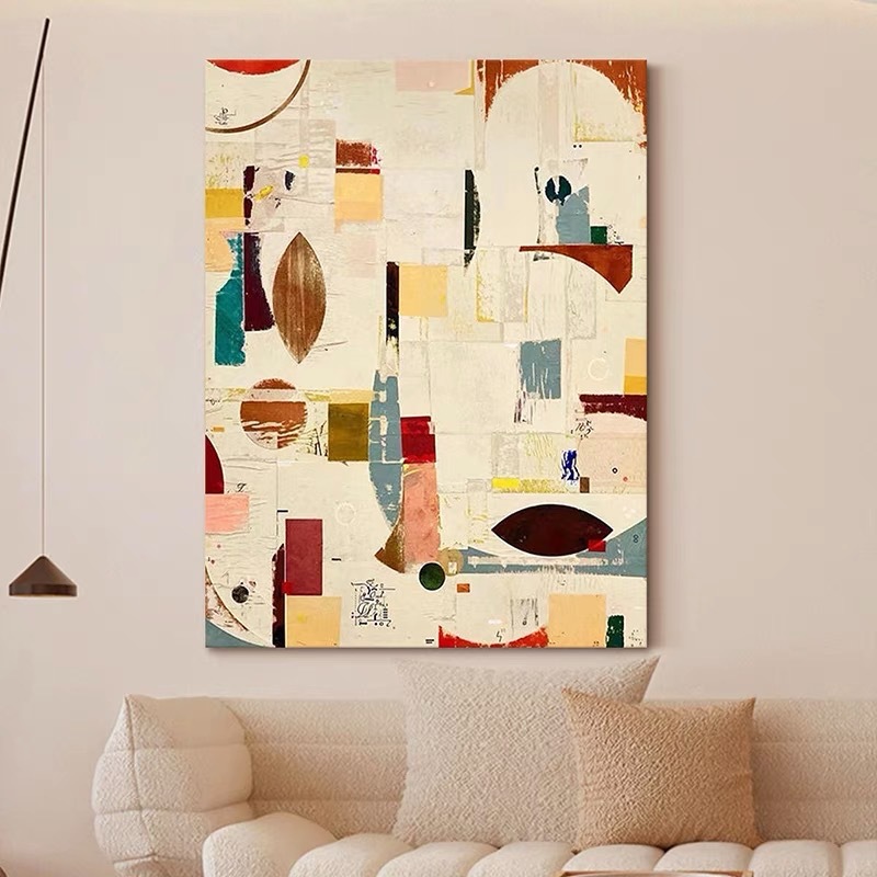 Abstract Painting Art Sofa Background Wall Atmospheric Hanging Painting Living Room Decorative Painting Floor Large Entrance Niche Mural