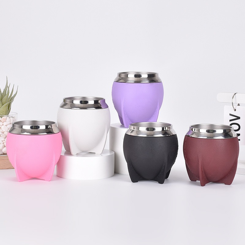 Amazon nueva taza de acero inoxidable 304 taza de vacío de doble capa creativa taza de vino tinto en forma de U