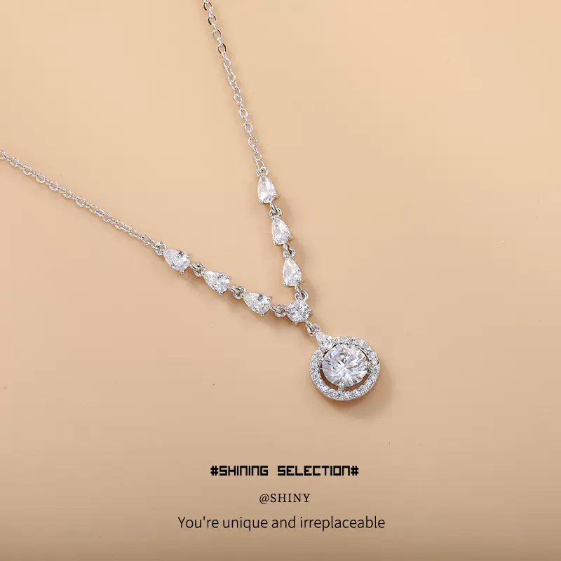 闪亮明珠跨境批发纯铜日韩风锆石高级感项链配饰女时尚锁骨链