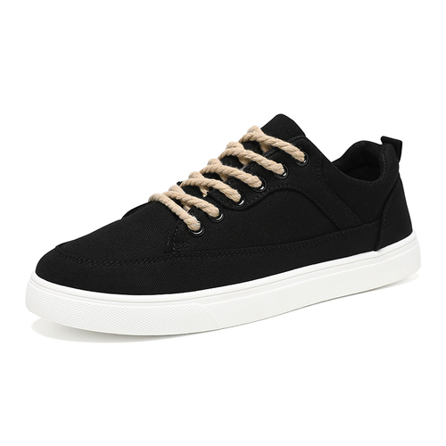 Black Men's Spring New Thick Sole Trendy Men's Korean Style Design Versatile Youth Flat Sneakers