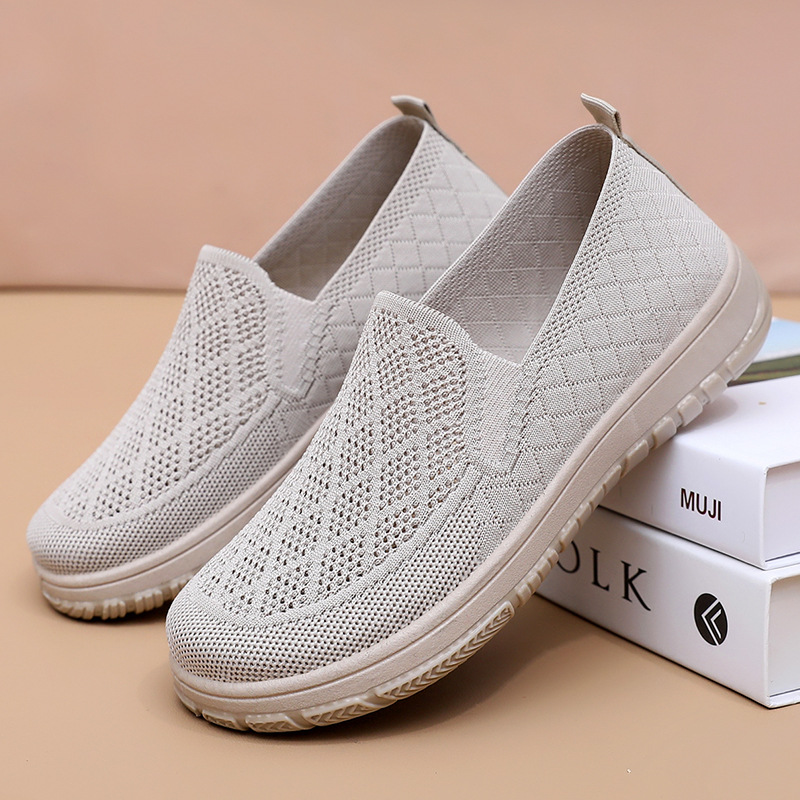 Zapatos de mujer, malla de verano, zapatos casuales transpirables, zapatos individuales cómodos y versátiles, zapatos de madre de suela blanda, zapatos de malla perezosos