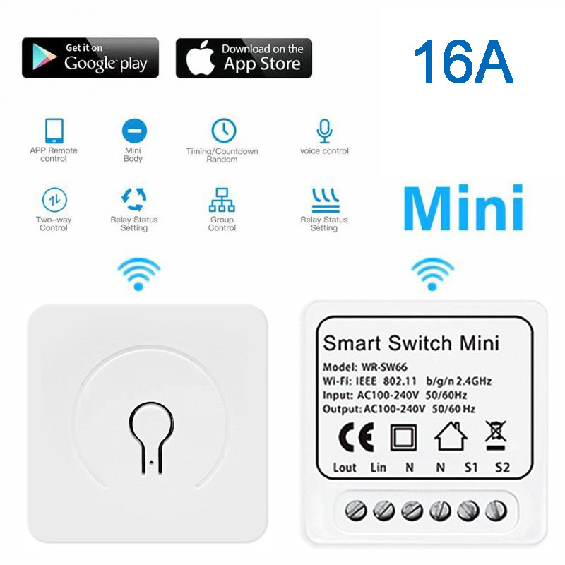 Doodle WiFi Smart Mini 16A Switch Control Light Appliance On/Off with Traditional Switch Dual Control