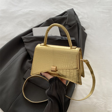 时尚韩版洋气质感PU简约女士纯色鳄鱼纹休闲2025新款单肩小方女包