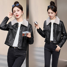 专柜2025新款秋冬款皮衣女加绒加厚时尚小个子绵羊皮夹克棉衣外套