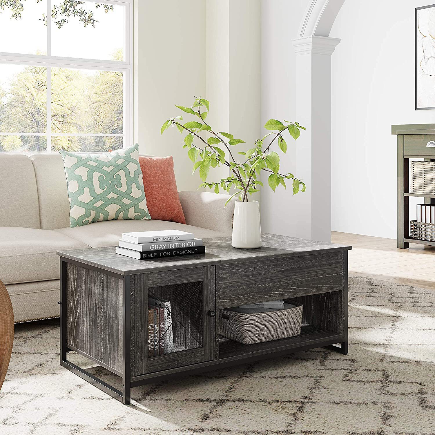Nordic minimalist can be lined with coffee table with metal net…