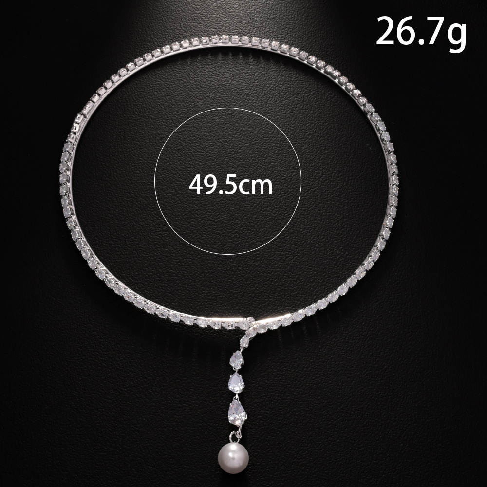 AliExpress venta caliente de perlas clavícula de collar de diamante francés retrógrado collar ajustable