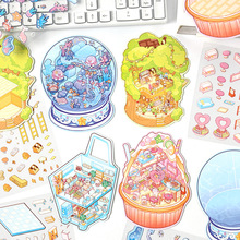跨境专供 甜食秘屿儿童3d造景贴纸 微缩立体场景贴纸diy贴画批发