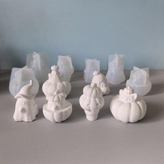 万圣节系列表情南瓜南瓜幽灵香薰蜡烛模具石膏摆件模具