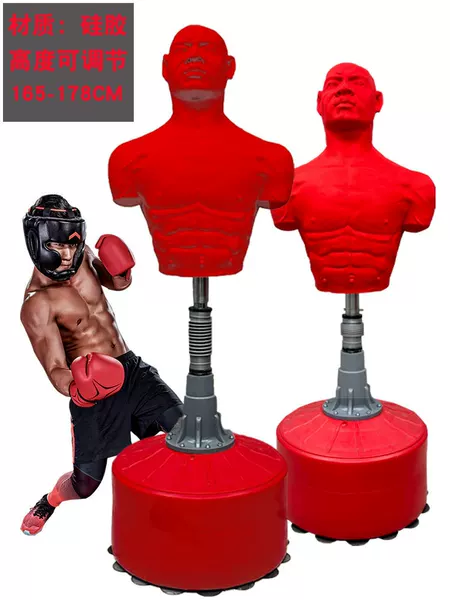 Height-Adjustable Bokke-Shaped Silicone Humanoid Punching Bag Dummy, Non-Falling Punching Bag Stand for Martial Arts Training