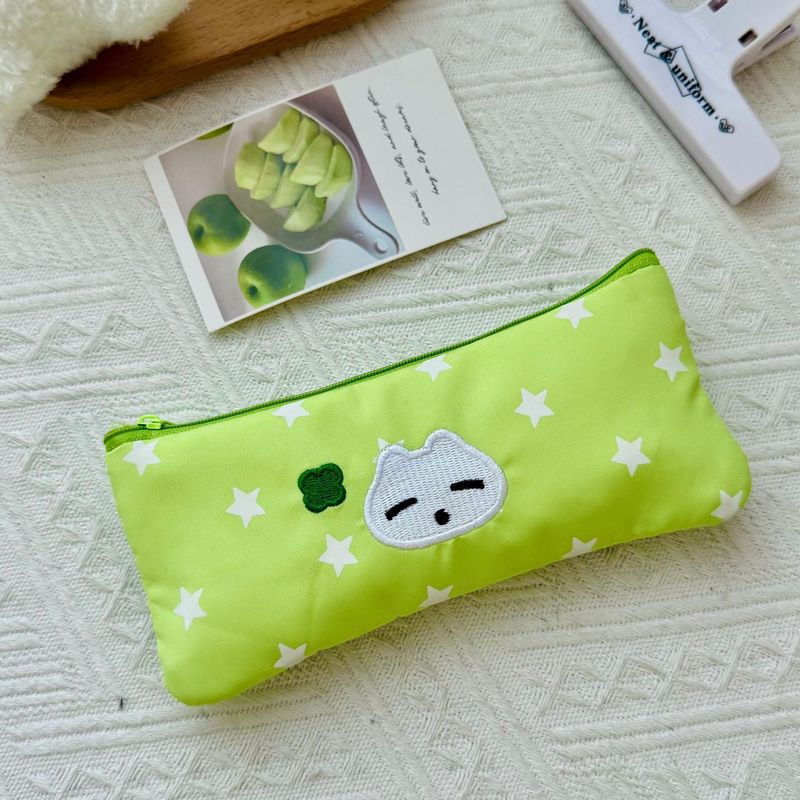 かわいい四つ葉のクローバーの子猫刺繍鉛筆バッグイン高価値大容量多機能文具箱小中学生用|undefined