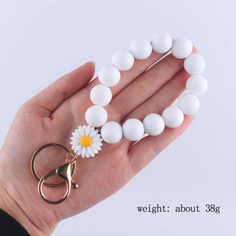 Simple Style Artistic Round Silica Gel Beaded Women's Keychain display picture 3