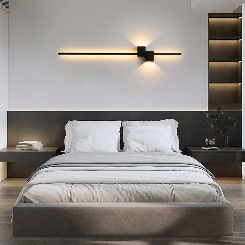 Nueva línea minimalista lámpara de pared nórdica red roja sala de estar lámpara de pared de fondo lámpara de pared de pared moderna lámpara de cabecera de cama minimalista